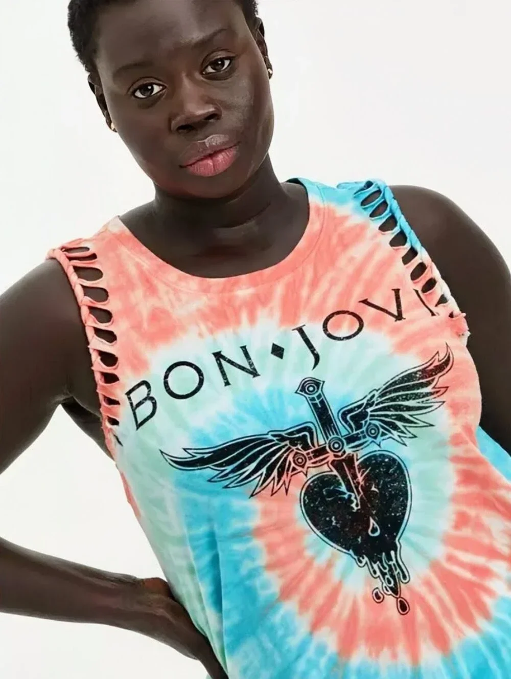 Torrid, Vinyl Icons-Bon Jovi, Classic Fit Slash Tank, Tie Dye, Size 4 - Picture 2 of 11